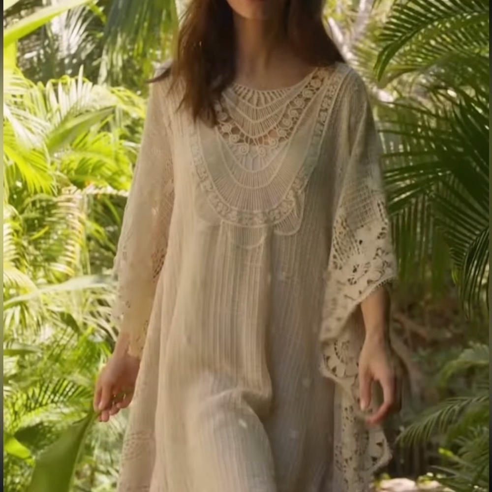 Soft Surroundings Martinique Breeze crochet maxi-dress Caftan SZ PS / PM petite - Picture 7 of 9